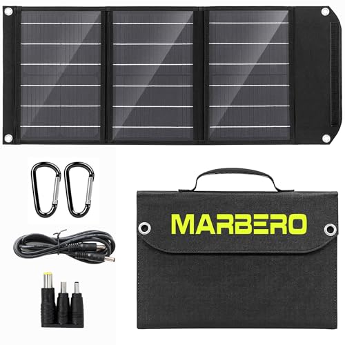 MARBERO Panneau Solaire Portable 30W Chargeur Solaire Pliable à Haute Efficacité (23%) Ports QC3.0 USB et DC Compatible avec Téléphones Portables iPad...