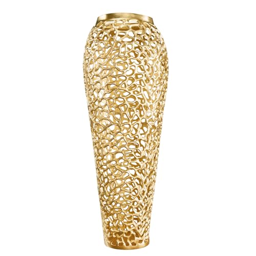 Riess Ambiente Filigrane Design XXL Vase Abstract Leaf 90cm Gold Handarbeit...