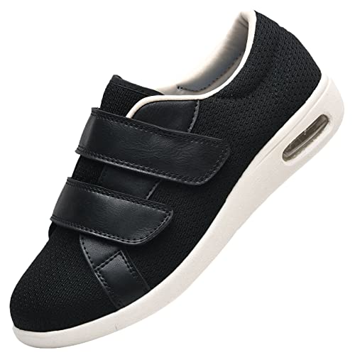 Diabetiker Ortopediska TräNingsskor BekväMa äLdre Tofflor，FöR äLdre, Svullna FöTter, Plantarfascii，svart_45