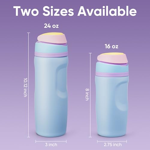 Image of Fijinhom 24 oz Insulated Water Bottle,Stainless Steel Sports Water Bottle with Straw, Double Wall Vacuum Leak Proof, Cold for 24 Hours, BPA Free for Travel, Sport, Outdoor, Light Blue