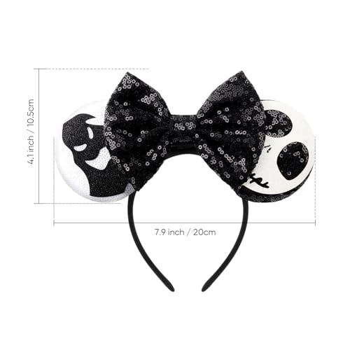 Image of DRESHOW Halloween Mouse Ears Headbands for Women Mouse Ear Headband with Bow Glitter Party Decoration Costume Hair Accessory for Women