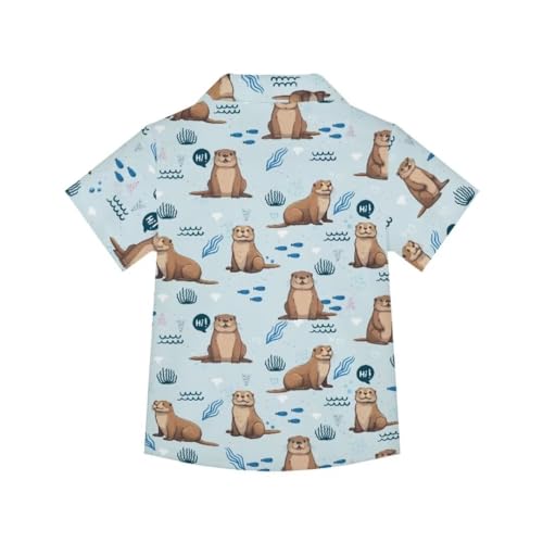 Pinupub Kids Hawaiian Shirt for Boys Girls Short Sleeve Summer Beach Casual Button Down Shirts2