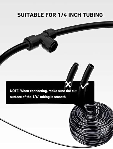 EVOULTES 16 Pack 1/4\" Quick Connect Drip Irrigation Tee Fittings for 1/4 Inch Irrigation Tubing, Leak Free Fitting for Drip Irrigation System, Durable & Easy to Install for Gardens & Farms
