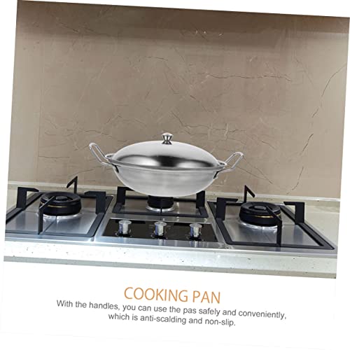 Wok de acero inoxidable con tapa resistente al calor miniatura 2