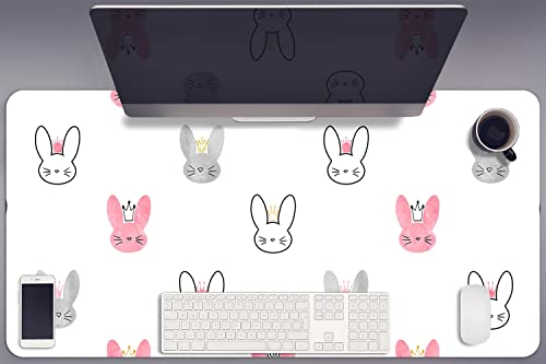 Sous-main bureau 90x45cm imperméable Decormat en vinyle protecteur lavable motif lapins