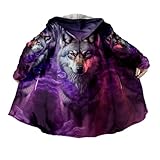 Byadbiny Viking Wolf Fenrir Dargon Tattoo Vintage Hooded Cloak 3D Printed Cloak With Hood Harajuku Winter Jacket Cosplay （V1-PZ-13,5XL）
