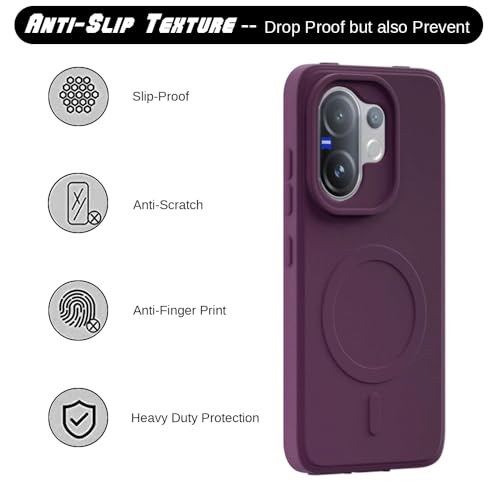 Image of Back Cover | MagFit Ring Design (Non-Magnetic) | Shockproof Case | Anti-Slip Grip | Raised Camera Edges | Slim Protective Case for Vivo V60 5G / V60e 5G / T4 Pro 5G (Purple)