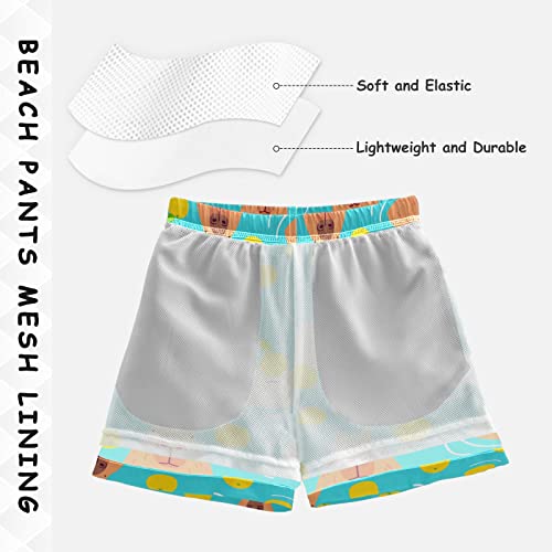 Board Shorts Sea Capybara Fruit Swim Trunks Shorts Bathing Suits Swimwears, L3