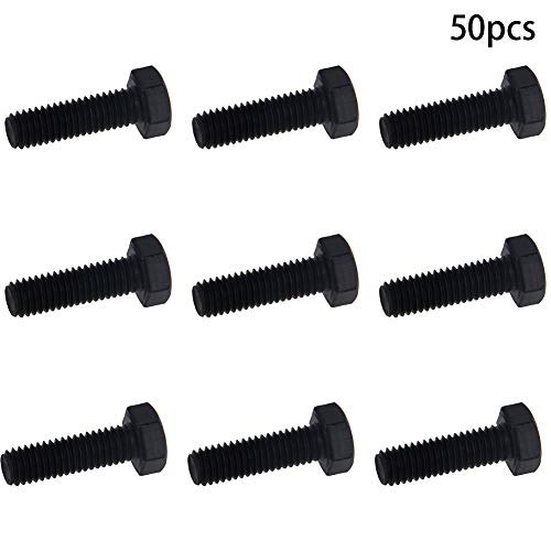 Image of Aicosineg M5 x 16mm Carbon Steel Grade 8.8 External Hex Head Screw Bolts Metric Thread Hexagon Bolts Fastener, 19.7 x 8 x 8mm (Lx W x H) for Hardware Furniture Machinery Black 50pcs