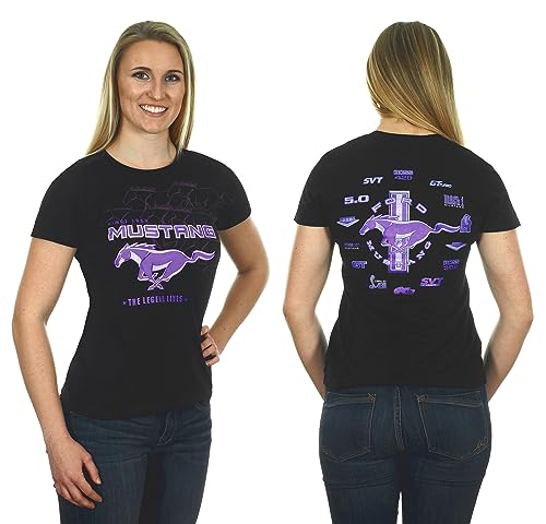 Image of JH Design Women's Ford Mustang T-Shirt's in 3 Styles Short Sleeve Crew Neck Shirts