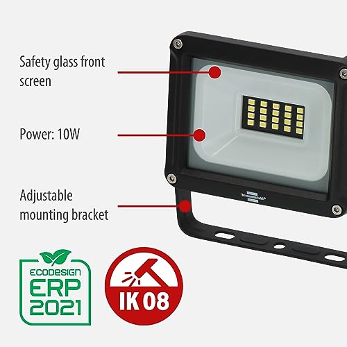 Brennenstuhl LED Spotlight JARO 1060 / LED Light 10W for Outdoor use (LED Outdoor Floodlight for Wall mounting,1150lm - Image 2