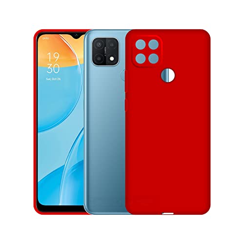 Image of Case Creation Liquid TPU Silicone Cover for Oppo A15 Soft Case,Anti-Dirty Slim Case Frosted Matte Cute Candy TPU Raised Bezel (Splash of Color) Back Case Cover for Oppo A15 - Glamour Red