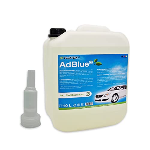 Preisvergleich Produktbild Flotex® AdBlue 10 Liter für Diesel Motoren - Hochreine Harnstofflösung für SCR-Abgasnachbehandlung ISO 22241 Zertifiziert - Inkl. praktischem Ausgießer