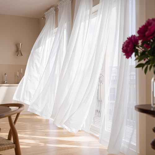 Image of NICETOWN Ivory Sheer Curtains 96 Inches Long, W42xL96, 2 Panels