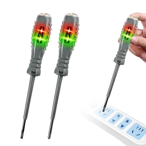 2 in 1 High Torque Strong Magnetic Screwdriver Electricity Detector Screwdriver Voltage Tester Pen Non Contact Two-Color Tester Pen Used for Domestic Repair and Electrical Work (Flat/Phillips Tip)