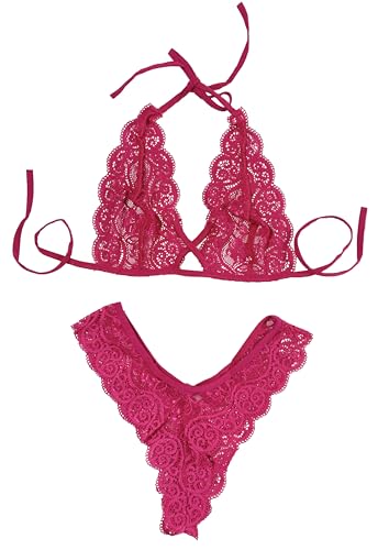 Image of Xs and Os Women Cross Style Lace Bra Panty Lingerie Set