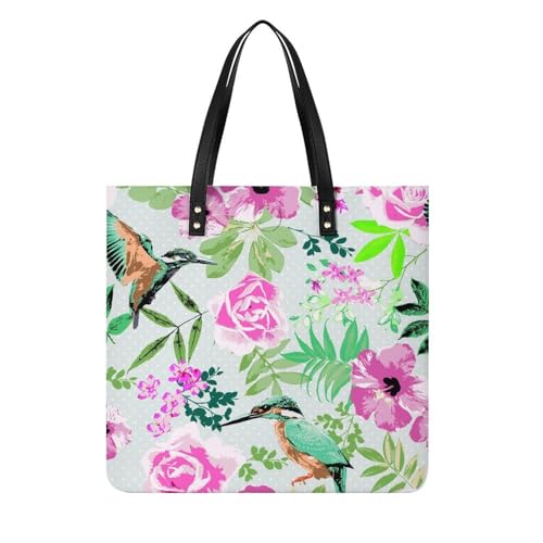 Sac à bandoulière fleurs et oiseaux tote bag femme pour cours et shopping