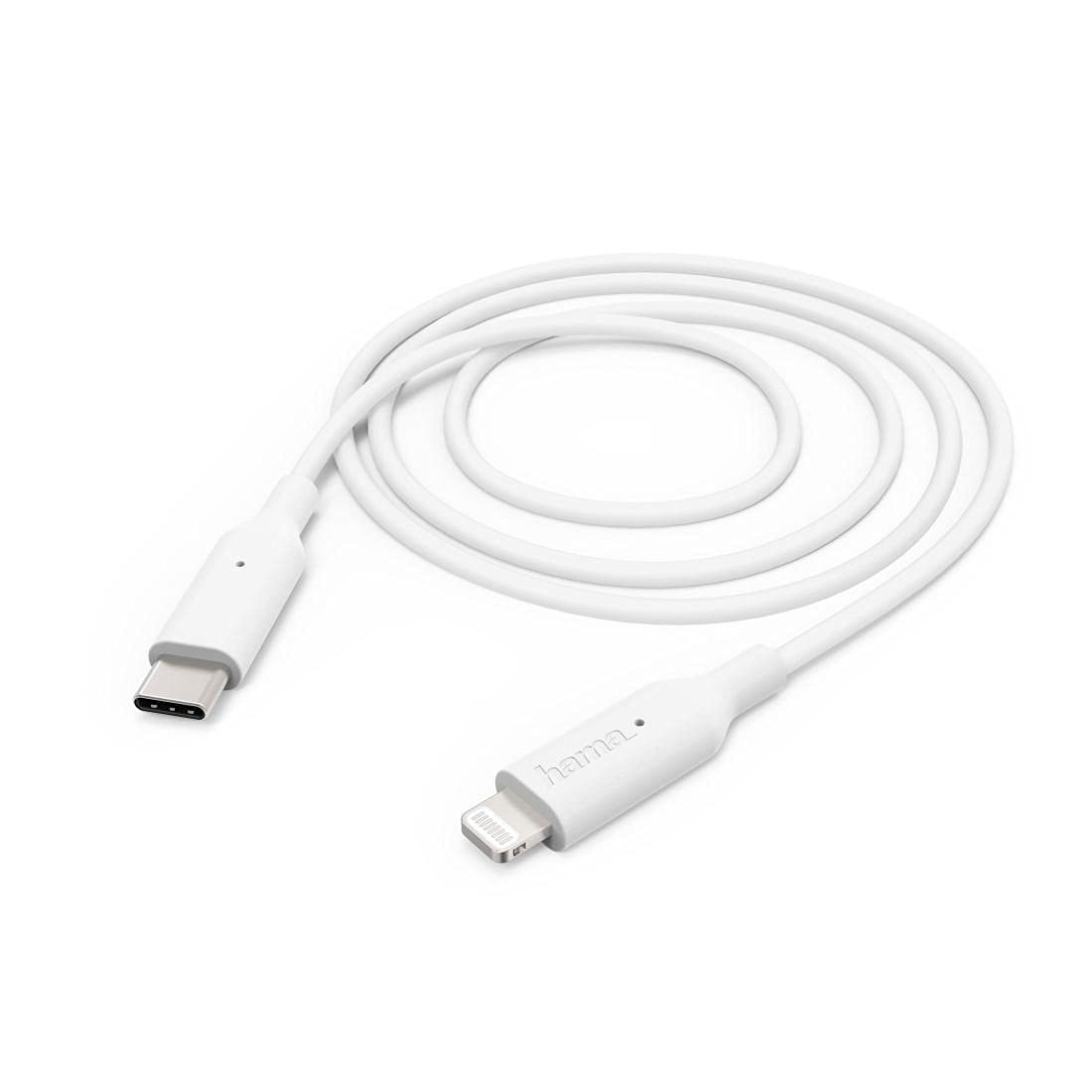 Hama Charging/Data Cable, USB Type-C to Lightning, 1 m, White