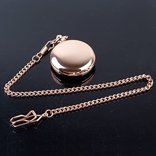 Image of Smooth Pocket Watch Alloy Steel Quartz Roman /Arabic Numerals with 37cm Chain for Father's Day Xmas Best Gifts