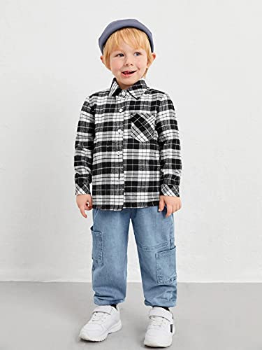 Toddler Baby Girl Boys Christmas Outfits Plaid Flannel Shirt Long Sleeve T-Shirt Tops Kid Clothes(3-4 T) #TOP2