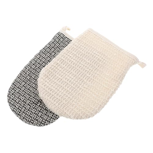 OSOLADY 2 Pcs Dual-sided Natural Sisal Exfoliating Glove Bath Shower Mitts for Men Women Deep Scrubbing Loofah Scrubber Body Wash Cloths Comfortable Massage Suitable for All Skin Types and