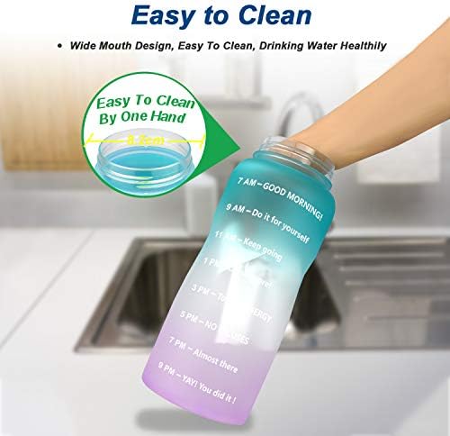 QuiFit 2 Litre Water Bottle with Straw & Time Marker, Flip Cap Motivational Sport Bottles, Ideal for Gym Camping Outdoor- BPA Free & Reusable