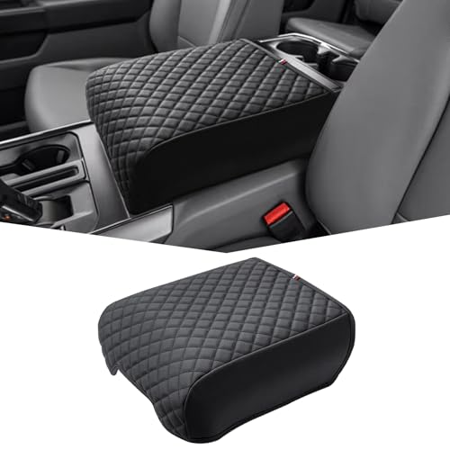 JDMCAR Center Console Cushion Compatible with 2021 2022 2023 2024 2025 Ford F150 PU Leather Armrest Interior Accessories, Customized Anti-Scratch Leather Armrest Lid Protector Pad (Bucket Seat Only)