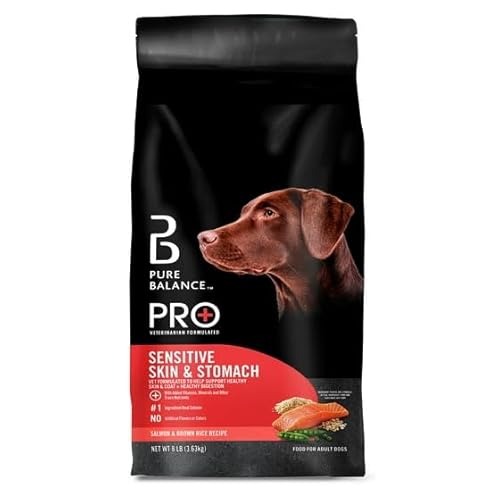 Pure Balance Pro+ Sensitive Skin & Stomach Dog Food, Salmon & Rice Recipe – Vet Formulated for Sensitive Dogs – Supports Skin Health, Digestive Health – 8 LB Bag
