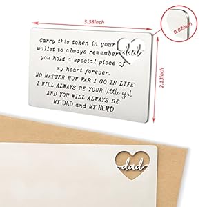 YODOCAMP Dad Gifts From Daughter, Dad Engraved Wallet Card Inserts, Birthday Father's Day Thanksgiving Christmas Valentines Gifts Card for Dad Father Papa YODOCAMP Dad Gifts From Daughter Dad Engraved Wallet Card Inserts Birthday Fathers Day Thanksgiving Christmas Valentines Gifts Card for Dad Father Papa