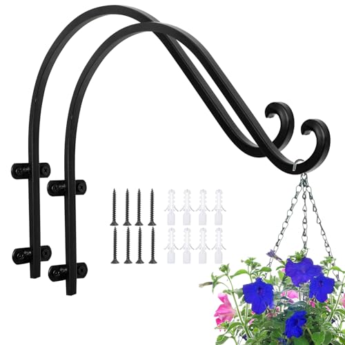 2 Pack Plant Hangers Outdoor, 16 Inch Hanging Basket for Plants Outdoor Brackets, Heavy Duty Plant Hanger Bracket with 80lbs Weight Capacity for Hanging Baskets,Bird Feeders,Lanterns and Wind Chimes by AYAYGD - Used condition - US$19.94