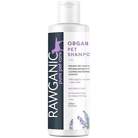 RAWGANIC Organic Pet Shampoo | Gentle Natural Soothing and Moisturising Pet Wash suitable for Dogs, Cats & Small Pets | with Aloe Vera and Lavender | 1 x 200ml bottle Cover