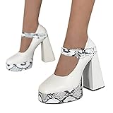 Godom Sandalen Damen Sommer Elegant Damen Sandalen Frühling Neues Muster Super High Heels Runde Zehe Schlangenhaut Bequeme Quadratische Ferse High Sandalen Damen Sommer Bequem Vintage Casual Schuhe9