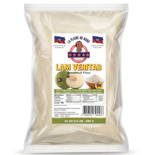 LaPlaineDuNord Lam Veritab Bread Fruit Flour | Premium Bread Flour for Baking | 100% Organic, Naturally Gluten Free & Non-GMO | Delicious & Nutrition Rich | Perfect for Healthy Cooking - (1.5 lb/Bag)