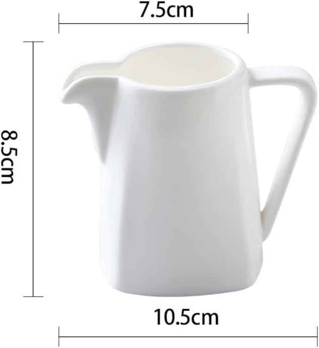 Gravy Boat White Ceramic Milk Pitcher Creative Sauce Boat with Handle for Home, Hotel, Coffee Shop Gravy Boat Stands(Small)