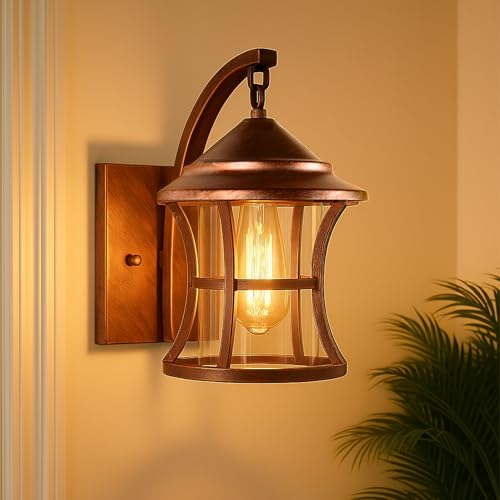 SINOMAN Antique Copper Elegant Swing Arm Wall Light with Glass Shade Metal Lighting Fixture Decorative Wall Lamp Perfect for Living Room, Bedroom, Hallway (Without Bulb)