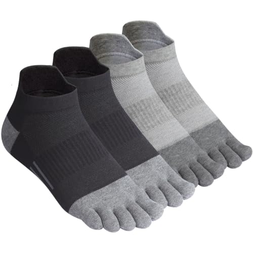 Meaiguo Toe Socks for Men Cotton Five Finger Socks Athletic Running 4 Pairs