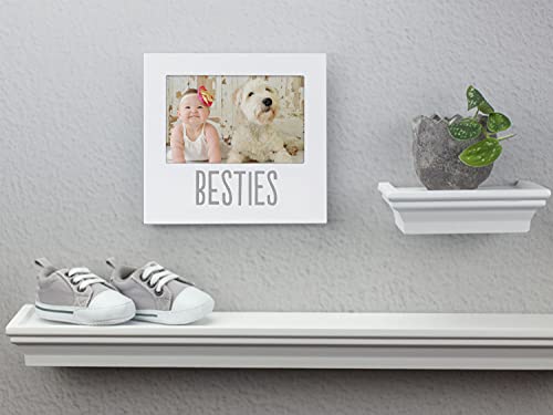 Pearhead Bestie And Baby Frame, Baby And Pet Keepsake Frame, 4" X 6" Photo Insert, White #TOP2