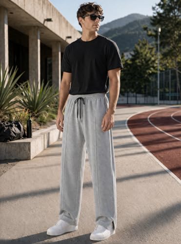 Image of ENDEAVOUR WEAR Men's Baggy Oversized Track Pants | Premium Cotton Rich Fabric | Straight Loose Fit Non-Cuffed | Gym, Streetwear & Casual Comfort Track Pants Lounge Pants