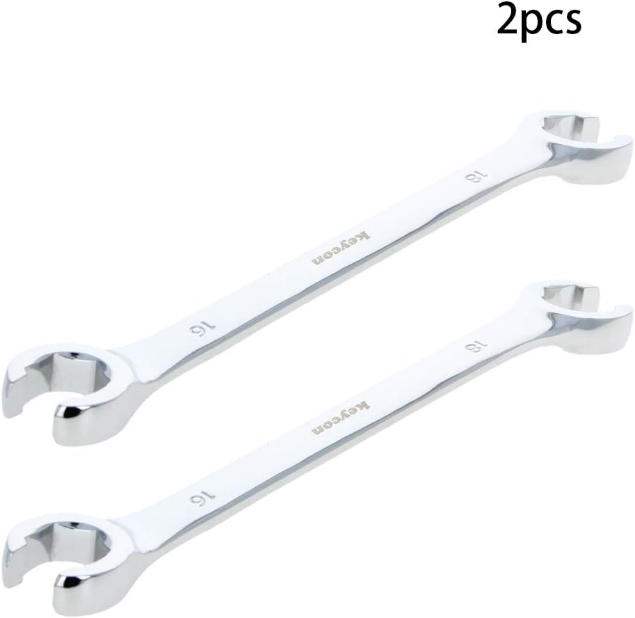 Auniwaig 16mm x 18mm Flare Nut Wrench 0.63 x 0.71 Inch Metric Double Open End Geardrive Flare Nut Wrench for Removing Replacing Nuts 2 Pcs