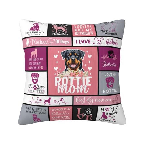 IYUBOFU Rottweiler Gifts for Women, Rottweiler Mom Gifts, Best Gift for Rottweilers Lovers, Rottweilers Decor for Rottie Lovers, Dog Mom Gift for Dog Lover Women Girls Throw Pillow Cover 18x18 Inches