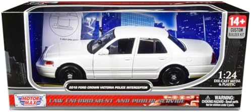 2010 Crown Victoria Police Interceptor Unmarked White Custom Builder's Kit Series 1/24 Diecast Model Car by Motormax 76469BB image 2