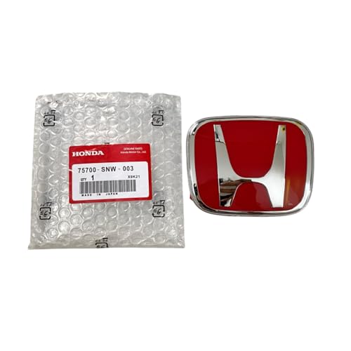 Image of RoadReligion JDM Red H Mugen Logo Emblem Set - Front Grill, Rear Trunk & Steering Wheel Badge (Pack of 3) | Type R Style OEM Replacement Logos