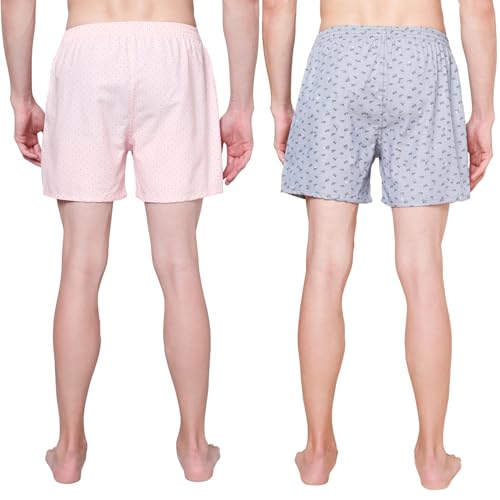 Image of Urban Scottish Men's Pack of 2 Cotton Printed Boxers with Side Pockets