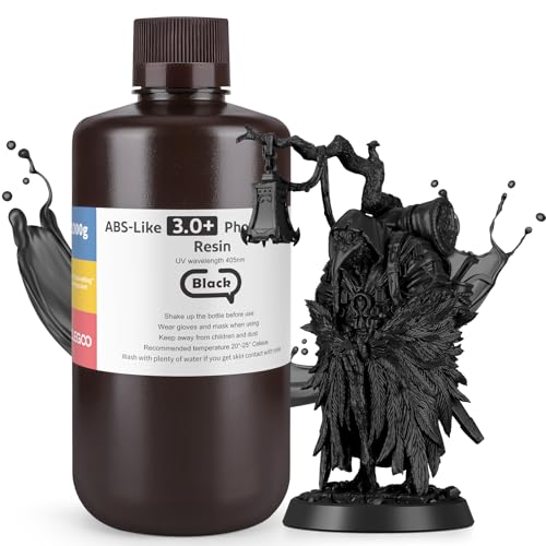 Image of ELEGOO ABS-Like Resin 3.0 Plus, 3D Printer Resin with Low Viscosity and High Precision, 405nm Rapid UV-Curing Photopolymer Resin, 3D Resin for LCD /DLP 3D Printing, Black 1000G