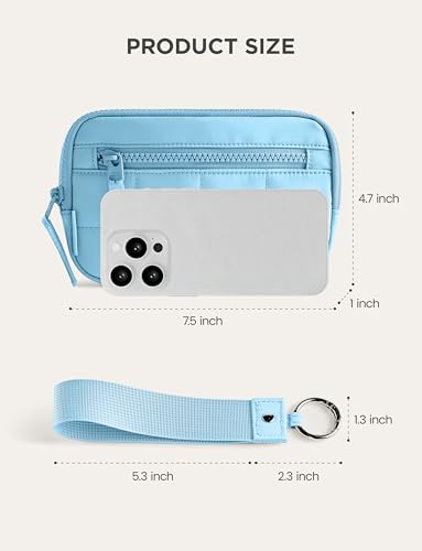 Image of Uselike Womens Wallet Card Holder Purse with Zipper Quilted Phone Wallet RFID Blocking Small Wristlet Wallets for Everyday, Travel (Pastel Blue)