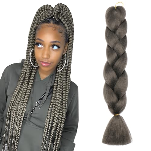Ombre 4 Tones Braiding Hair Extensions Jumbo Braids Hair Extension Jumbo Braiding for Twist Braiding 24",1 Bundles - Dark Grey