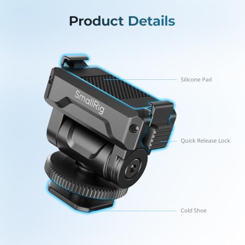 Image of SMALLRIG Quick-Release Cold Shoe Mount for DJI Osmo Action 6 / Nano, Features a 1 /4 inch-20 Threaded Hole and Cold Shoe, Supports 160 Tilt Swivel, for Magic Hand, Selfie Sticks, Camera Cages, 6440