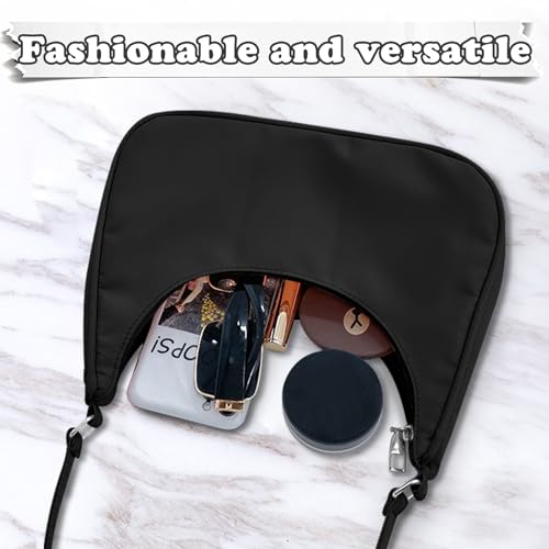 Crescent Bag, Nylon Dumpling Bag with Zipper Mini Handbag for women, Fashionable Luna Bag for Shopping, Dating (White)3