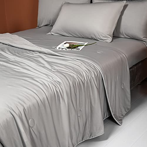 Image of LLanCL Cooling Blankets for Hot Sleepers - Cool Like Ice Cream Blanket for Summer, Lightweight Double-Sided Cooling Comforter Quilt(Twin Size 59 inch x 79 inch Grey)