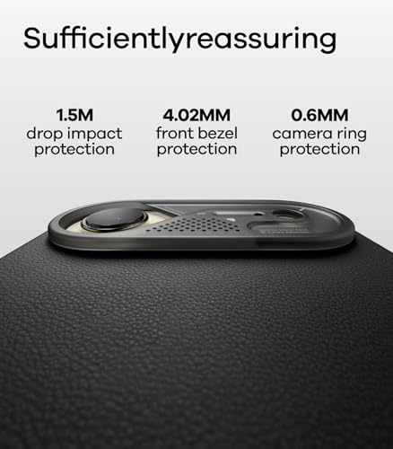 Image of Aulumu A17 Vegan Leather iPhone Air Case | Camera Control | Luxury Comfort | Compatible with MagSafe | Complete Wrap-Around - Black